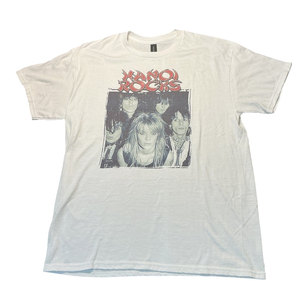 Hanoi Rocks Graphic T-Shirt Mens Large White Band Tee Rock Glam Metal Gildan